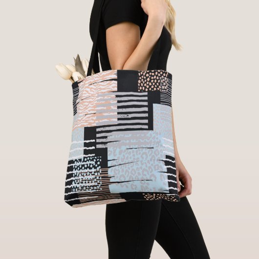 Geometrische vormen en strepen tote bag (Dichtbij)