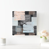 Geometrische vormen en strepen vierkante klok (Huis)