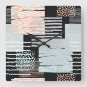 Geometrische vormen en strepen vierkante klok (Voorkant)