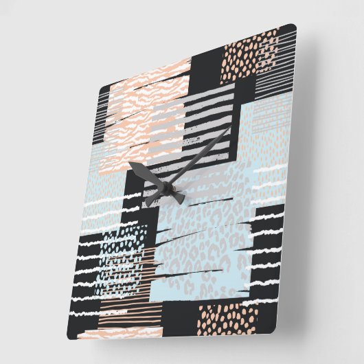 Geometrische vormen en strepen vierkante klok (Hoek)