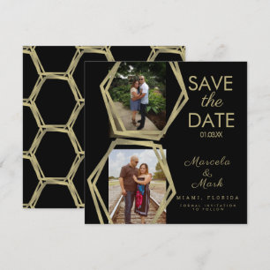 Geometrische vormen Gold sparen de Data Photo Card Kaart