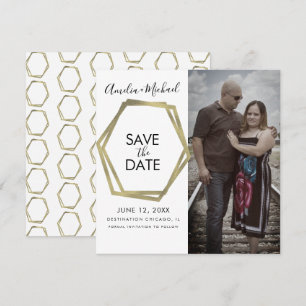 Geometrische Vormen Goud Save the Date Kaart