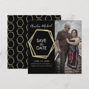 Geometrische Vormen Goud Save the Date Kaart