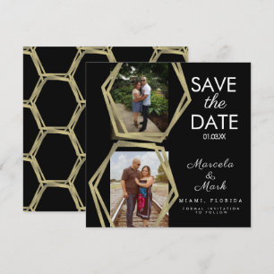 Geometrische Vormen Goud Save The Dates Foto Kaart