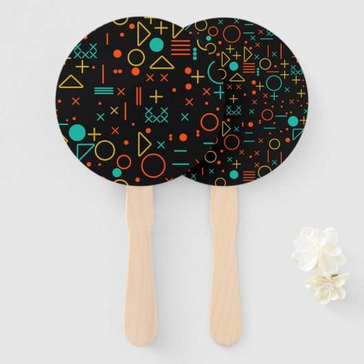 Geometrische vormen handwaaier (Voorkant en achterkant)