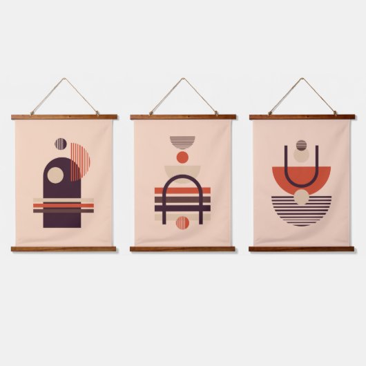 Geometrische vormen hedendaagse kunst hangend wandkleed (Driedubbel)