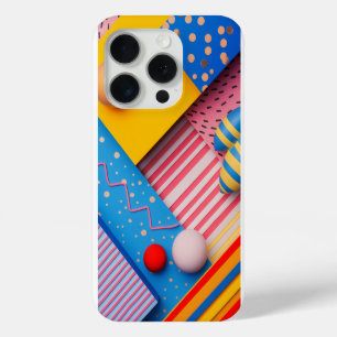 Geometrische vormen in levendige kleuren en vormen iPhone 15 pro case