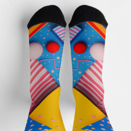 Geometrische vormen in levendige kleuren en vormen sokken