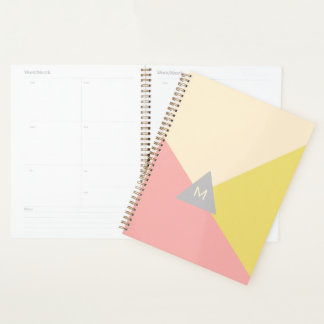 Geometrische vormen in pastelkleuren met monogram planner