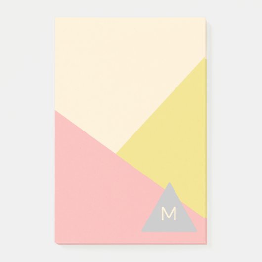Geometrische vormen in pastelkleuren met monogram post-it® notes (Voorkant)