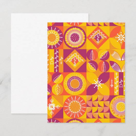 Geometrische vormen in Sinaasappel, goud en Paars Notitiekaartje (Voorkant / Achterkant)