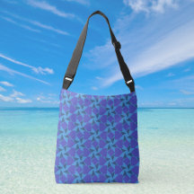 Geometrische vormen in turquoise en blauwe schoude