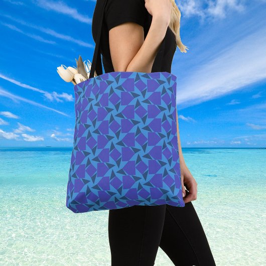 Geometrische vormen in Turquoise en Blue Tote Bag