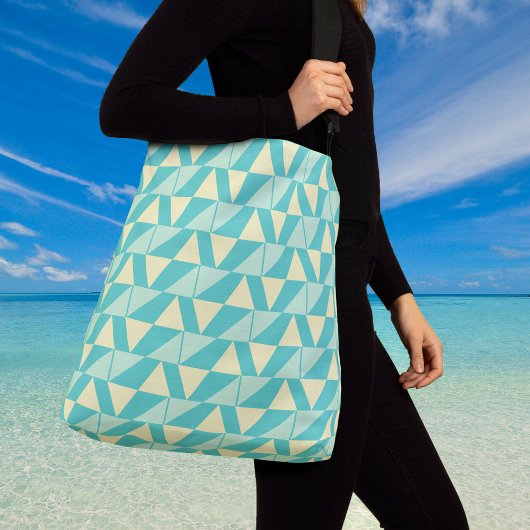 Geometrische vormen in Turquoise en Yellow Crossbody Tas