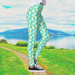 Geometrische vormen in Turquoise en Yellow Leggings