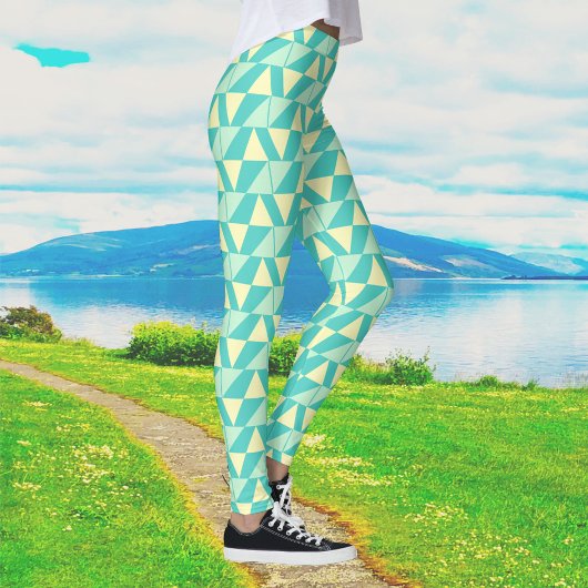 Geometrische vormen in Turquoise en Yellow Leggings