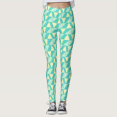 Geometrische vormen in Turquoise en Yellow Leggings (Voorkant)