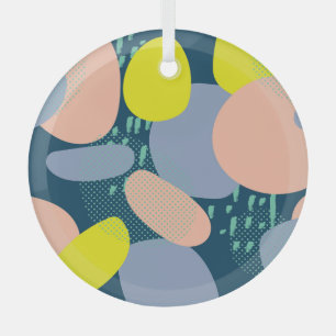 Geometrische vormen: kleurrijke Memphis stijl Glas Ornament
