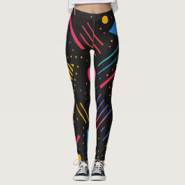 Geometrische vormen, lijnen, stippen in levendige  leggings