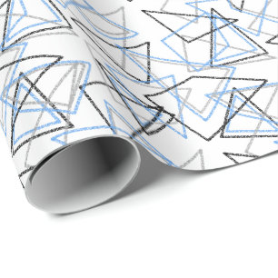 Geometrische vormen met krijt op wit cadeaupapier