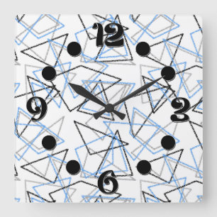 Geometrische vormen met krijt op wit vierkante klok