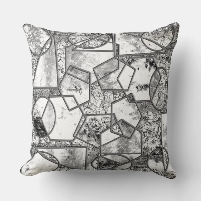Geometrische vormen met vreemde grijze texturen kussen (Voorkant)