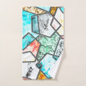 Geometrische vormen met vreemde witachtige texture bad handdoek (Handdoek)