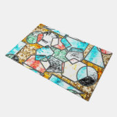 Geometrische vormen met vreemde witachtige texture deurmat (Schuin)