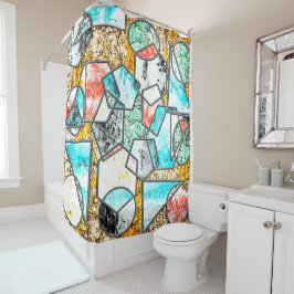 Geometrische vormen met vreemde witachtige texture douchegordijn