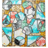 Geometrische vormen met vreemde witachtige texture douchegordijn (Voorkant)