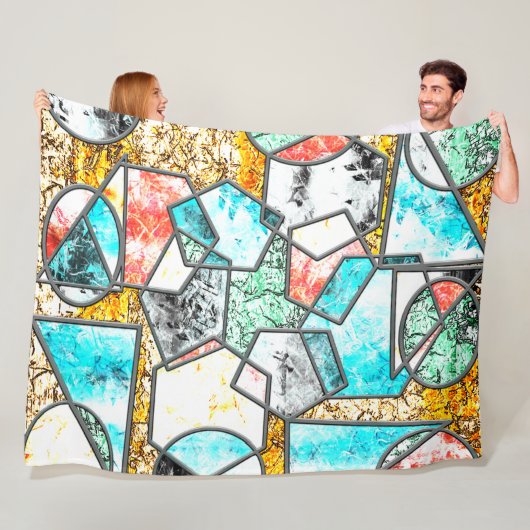 Geometrische vormen met vreemde witachtige texture fleece deken (In situ)