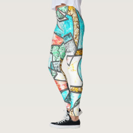 Geometrische vormen met vreemde witachtige texture leggings