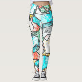 Geometrische vormen met vreemde witachtige texture leggings (Voorkant)