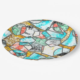 Geometrische vormen met vreemde witachtige texture papieren bordje