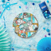 Geometrische vormen met vreemde witachtige texture papieren bordje (Feest)