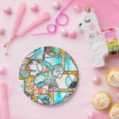 Geometrische vormen met vreemde witachtige texture papieren bordje (Feest)