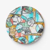 Geometrische vormen met vreemde witachtige texture papieren bordje (Voorkant)