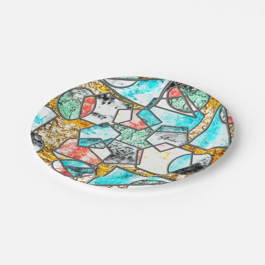 Geometrische vormen met vreemde witachtige texture papieren bordje (Gekanteld)