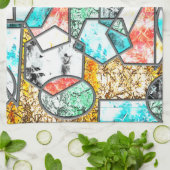 Geometrische vormen met vreemde witachtige texture theedoek (Gevouwen)