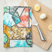 Geometrische vormen met vreemde witachtige texture theedoek (Quarter Fold)