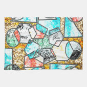 Geometrische vormen met vreemde witachtige texture theedoek (Horizontaal)