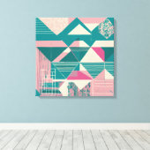 Geometrische vormen Moderne Kleurrijke Verpakte Ku Canvas Afdruk (Insitu (Houten vloer))