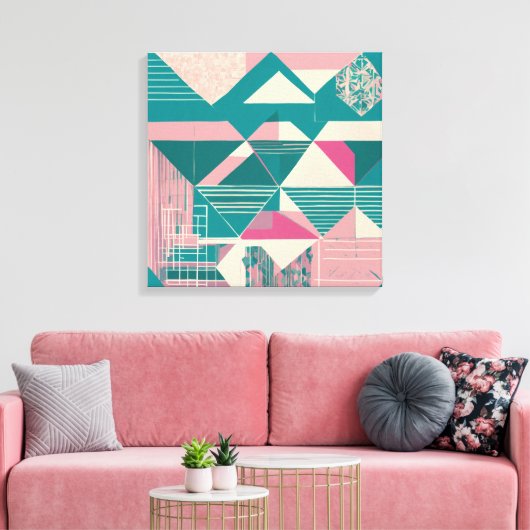 Geometrische vormen Moderne Kleurrijke Verpakte Ku Canvas Afdruk (Insitu (Woonkamer))