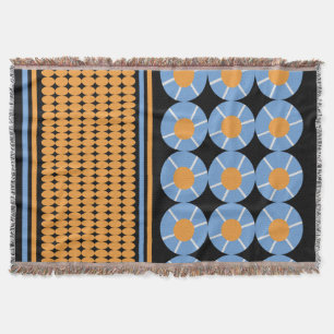 Geometrische Vormen Oranje Blauwe Patroon Deken