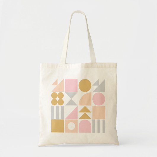 Geometrische vormen Patroon in Pastel Pink en Gold Tote Bag (Voorkant)