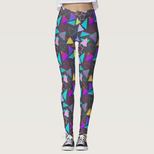 Geometrische vormen Patroon  Stijl 01x4 DGrey Leggings (Voorkant)
