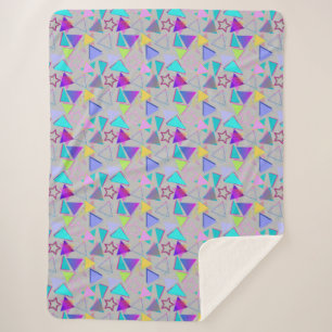 Geometrische vormen Patroon  Stijl 01x4 LGrey Sherpa Deken