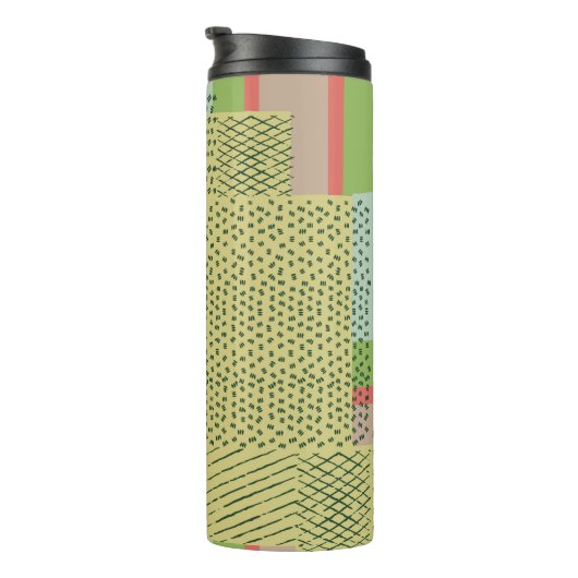 geometrische vormen: penseelstreekpatroon. thermosbeker (Geroteerd rechts)