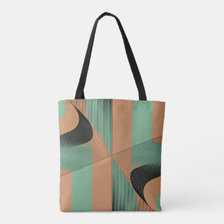 geometrische vormen retro vintage terracotta groen tote bag