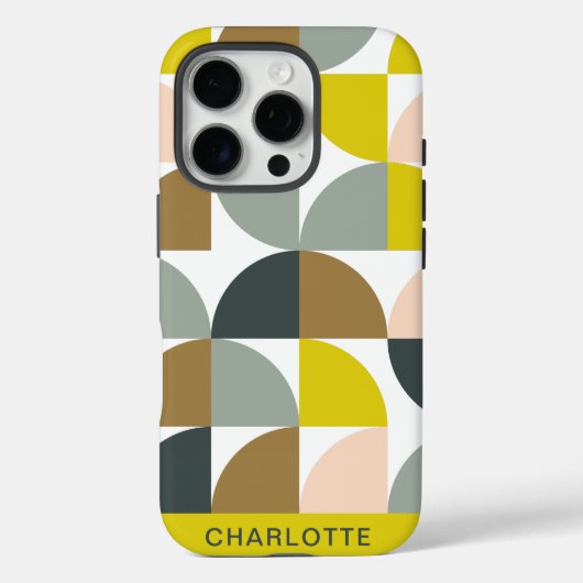  geometrische vormen Roze geel, gepersonaliseerd Case-Mate iPhone Case (Achterkant)